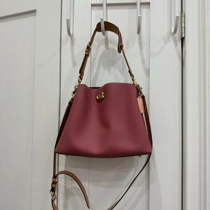 Coach Willow Shoulder Bag Dark Pink Colorblock, Excellent Condition